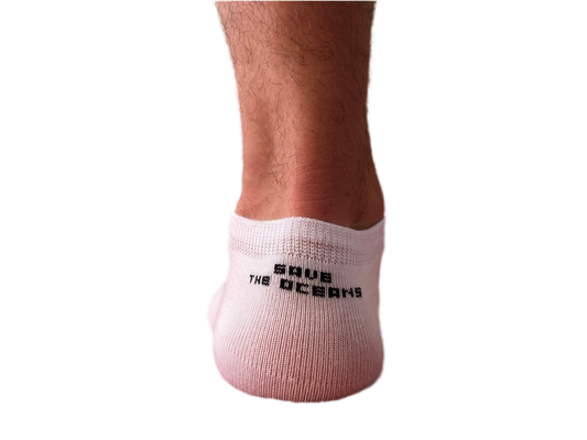UNISEX Short Socks White "SAVE THE OCEANS" 3er Set