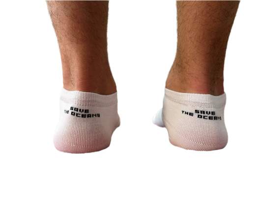 UNISEX Short Socks White "SAVE THE OCEANS" 3er Set