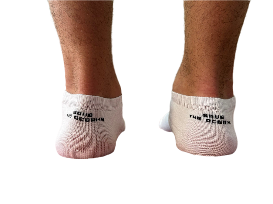 UNISEX Short Socks White "SAVE THE OCEANS"